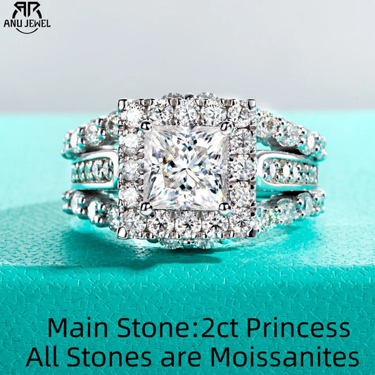 Moissanite Engagement Ring Silver Luxurious Women's Jewelry