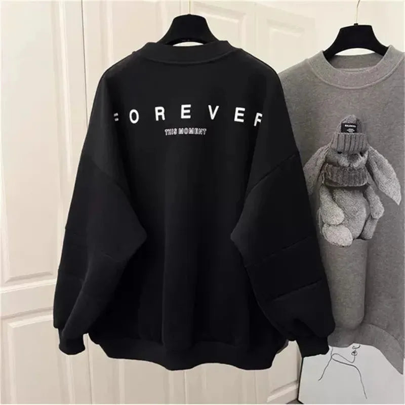 Women's Cute Casual Hoodie round Ne Polyester Fiber Loose Fit