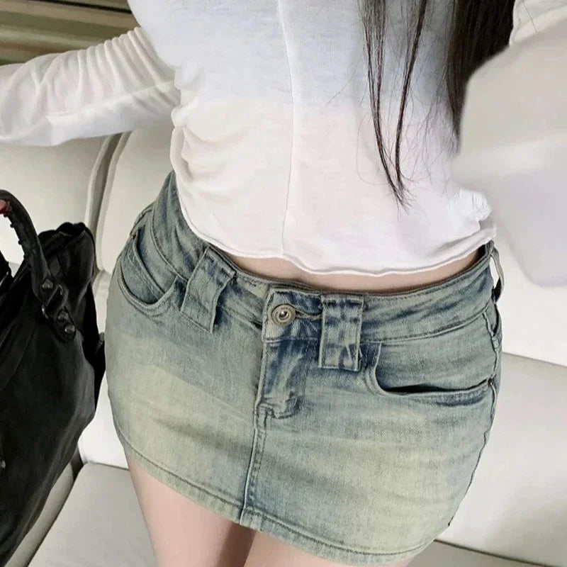 Simple Basic Woman Skirts Retro Chicly Denim Skirt