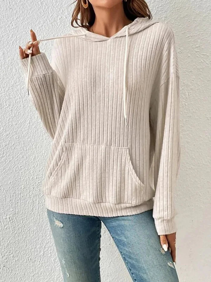 women's knitwear hooded pit kangaroo pocket hoodie