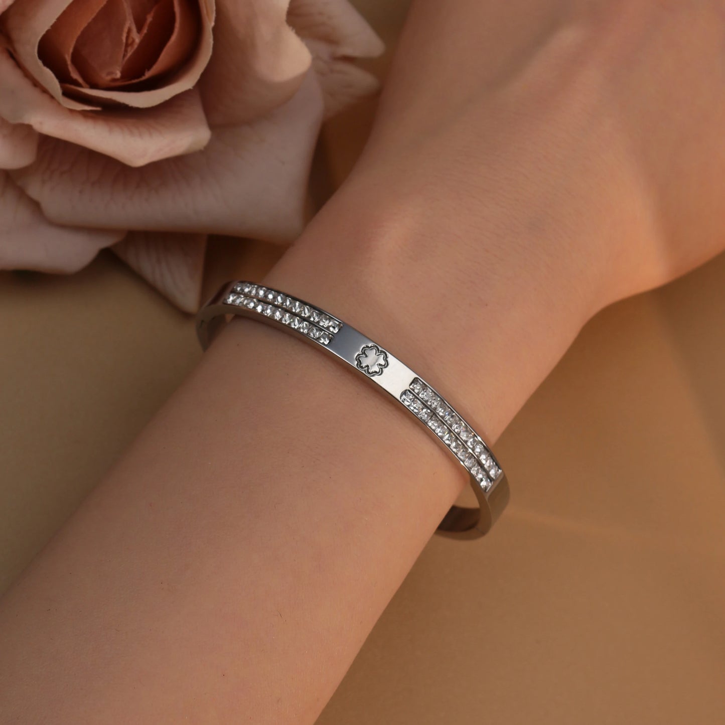 Cross Screwdriver Stainless Steel Zircon Bracelet.