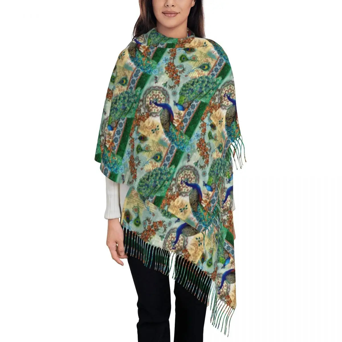 Customized Ladies Long Peacock scarves
