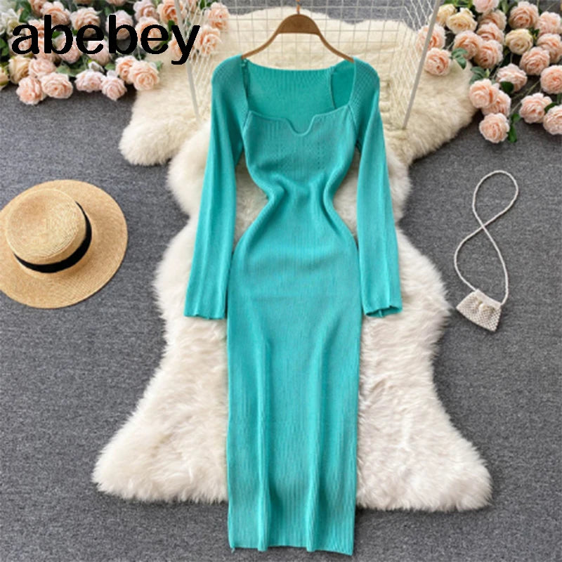 Sexy Strapless Ribbed Knitted Bodycon Dress