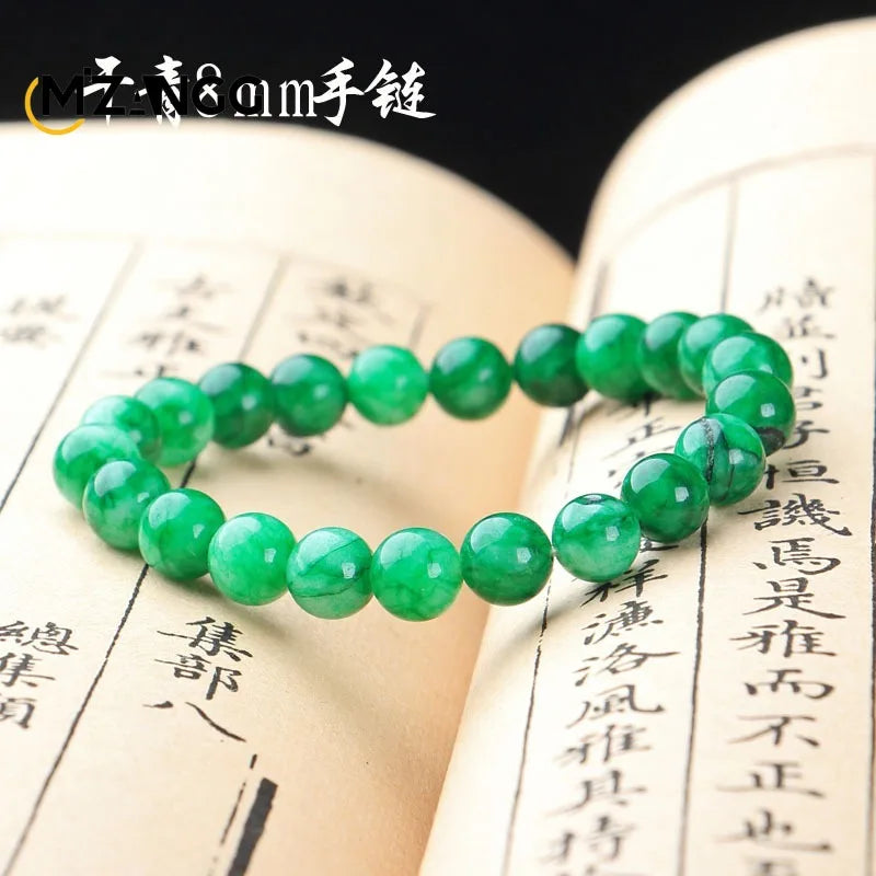 Natural Jade Dry Green Bracelet Necklace Hand-carved