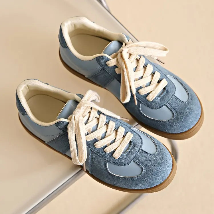 Women's Flat-bottomed Sneakers  Casual Lace-up Comfortable Low-cut Shoes