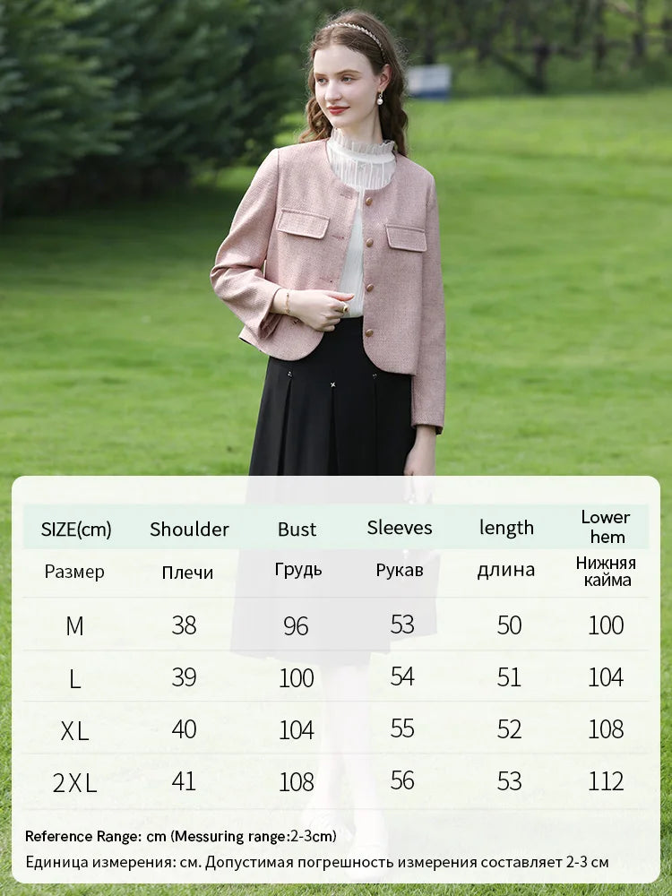 Crew-neck Single-breasted Coats Retro Elegant Light Luxury Jackets