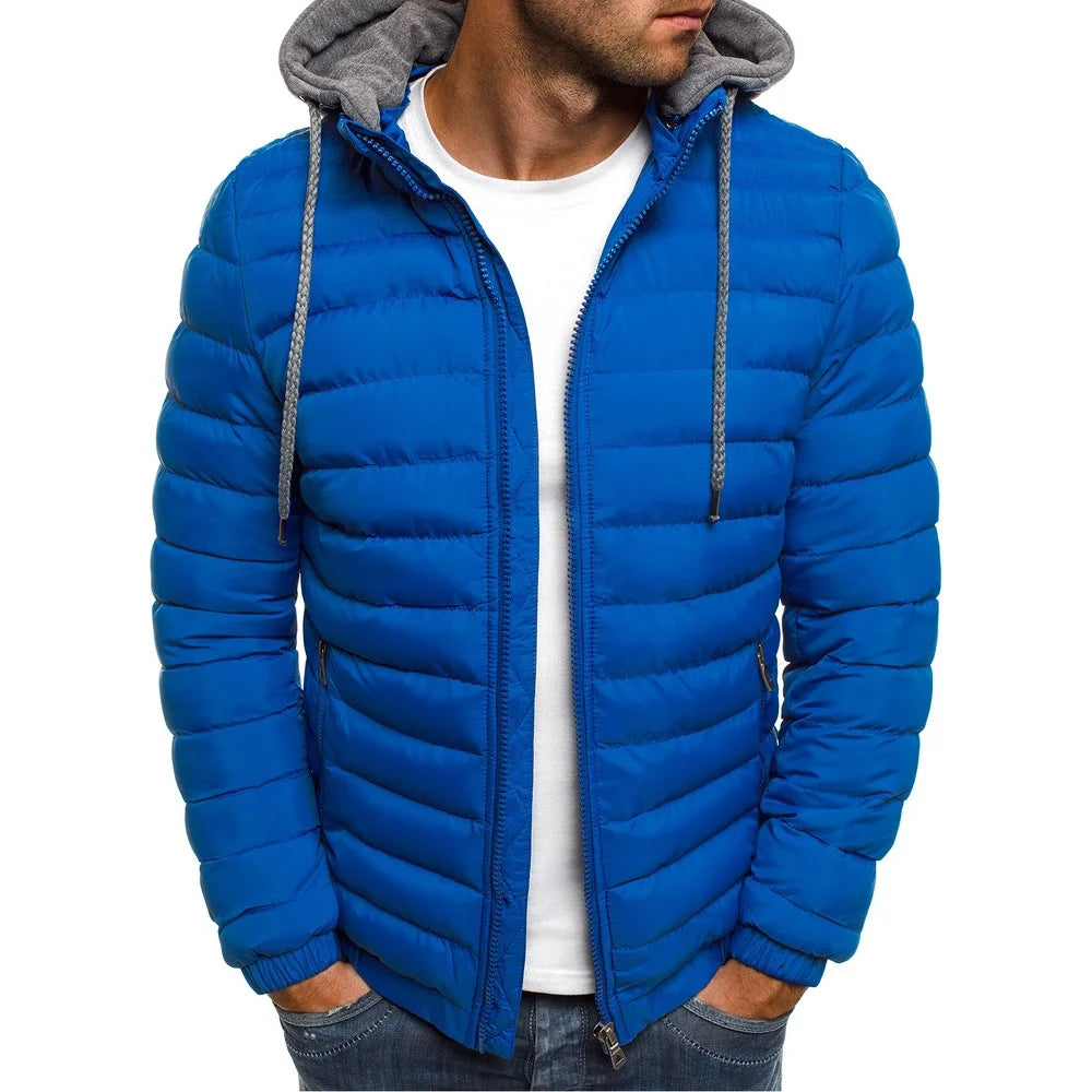 Parkas Solid Hooded Cotton Coat Jacket