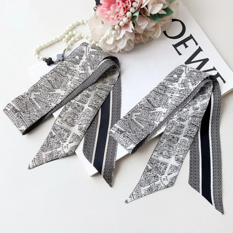 Ladies Silk Neck Scarf Small  Silk Ribbon Ring Scarfs