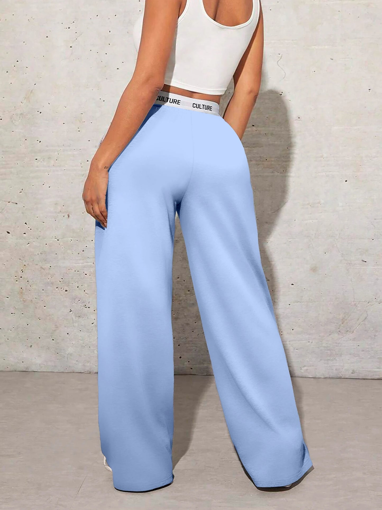 Women's  Letter Printed Casual Loose Wide Leg Pants