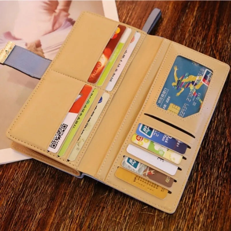 Women Wallet PU Leather Purse Female Long Wallet Gold