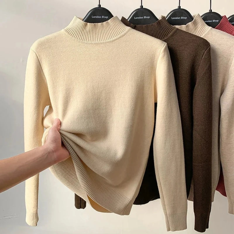 Women's Sweater New Fleece Half Turtleneck Collar Bottoming Shirt