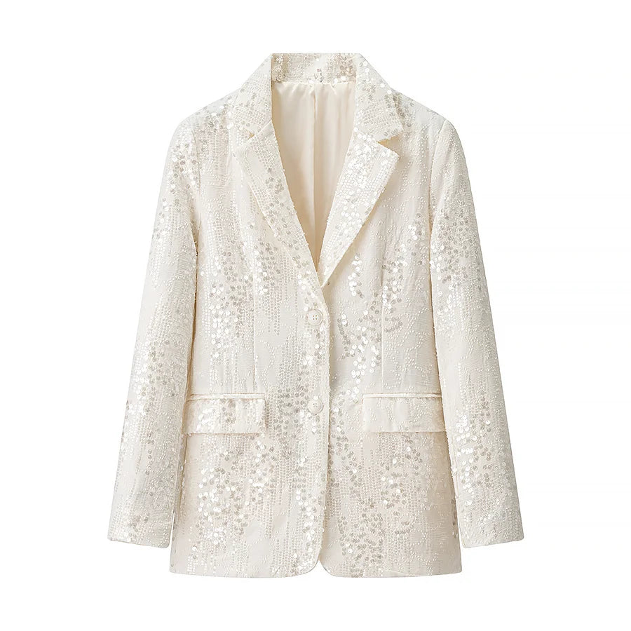 Turn-Down Collar Pockets Single-Breasted Blazers+High Waist Zipper Trousers