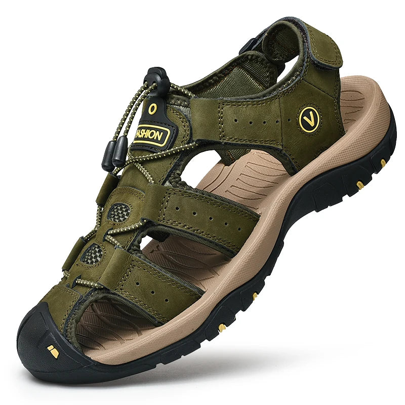 Summer Men Sandals Genuine Leather Mens Casual Shoes