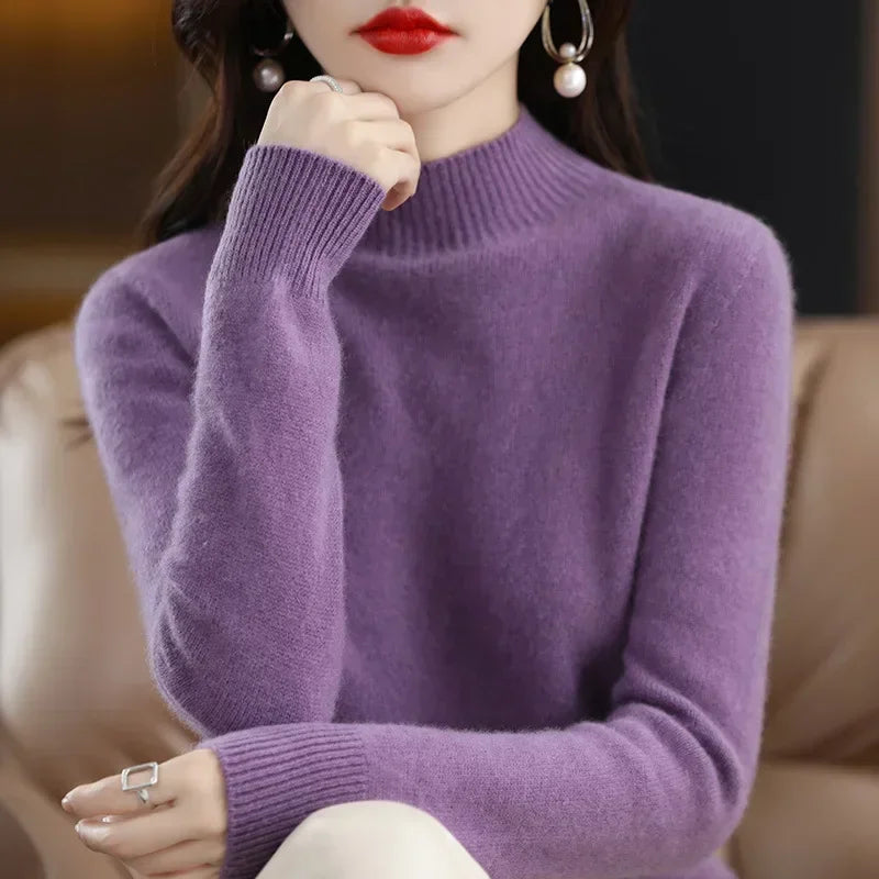 Women's Solid Long Sleeve Pullovers Knitwear