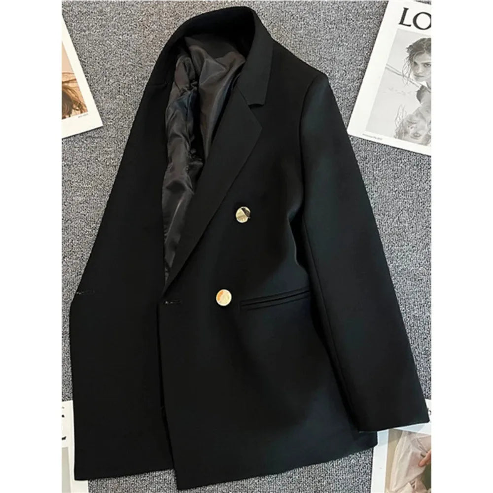 Women Suit Blazer  Blazer Luxury Double Breasted Jacket Solid Ladies Tops Clothes