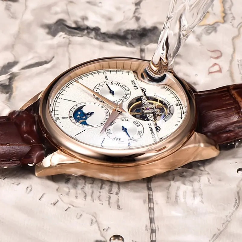 Men Watches Automatic Watch Tourbillon Clock Genuine Leather Waterproof Watch