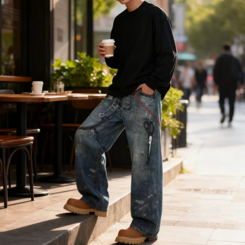 Men's Loose Wide-Leg Pants,