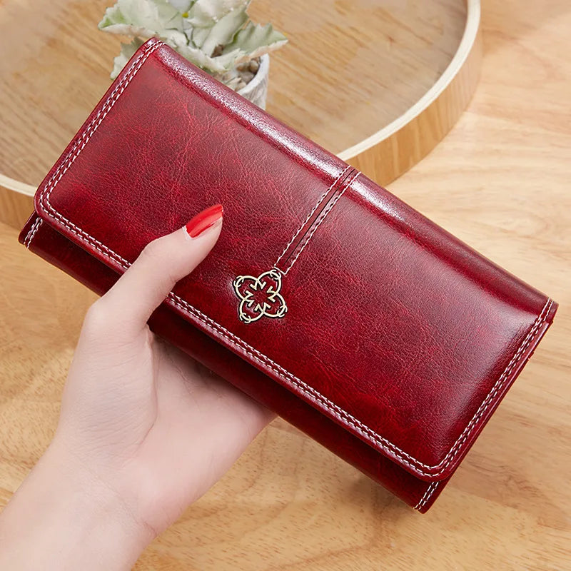 Women's Leather Wallet Woman Luxury Long Wallets