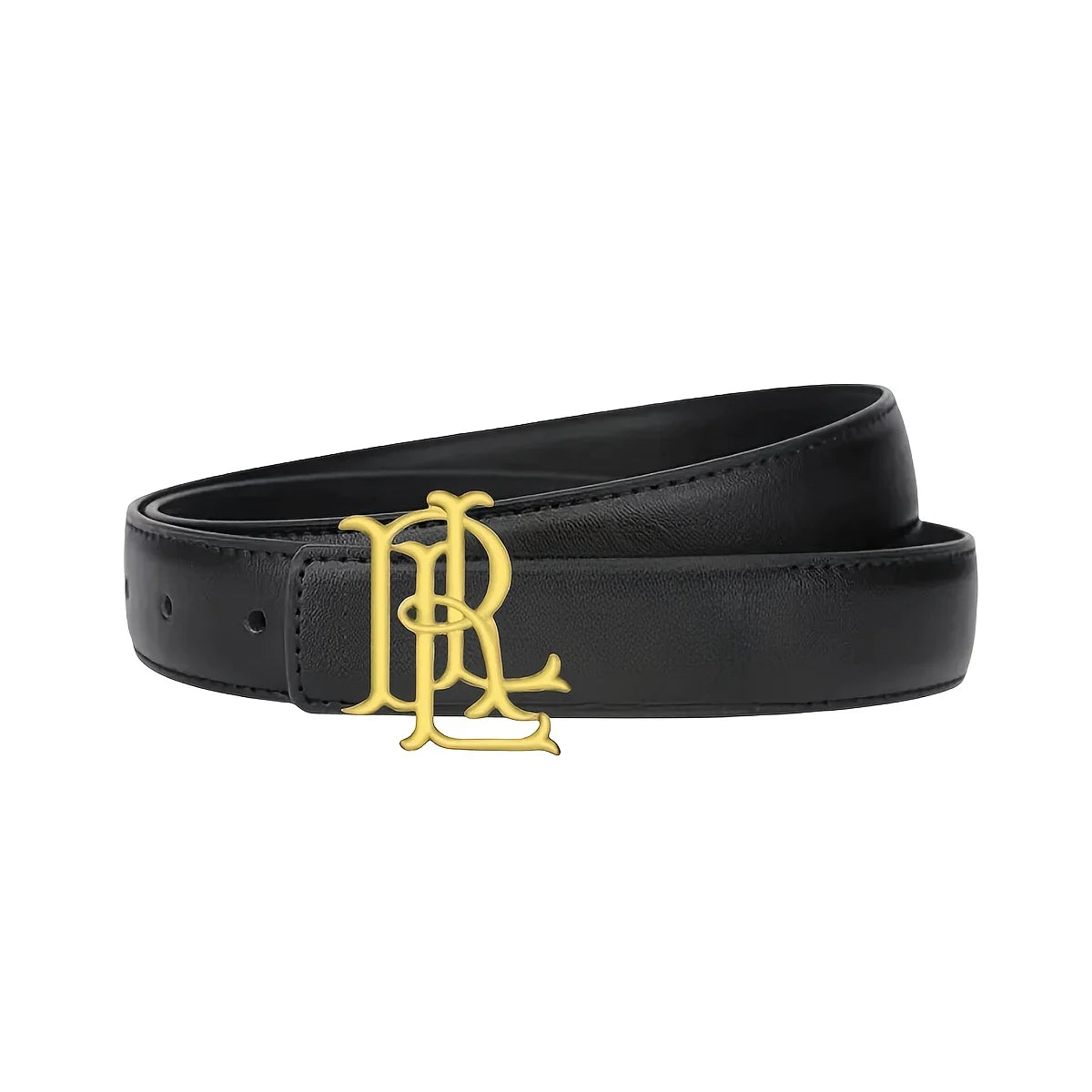 Women’s Elegant Gold Letter Belt - A luxurious brown-black belt