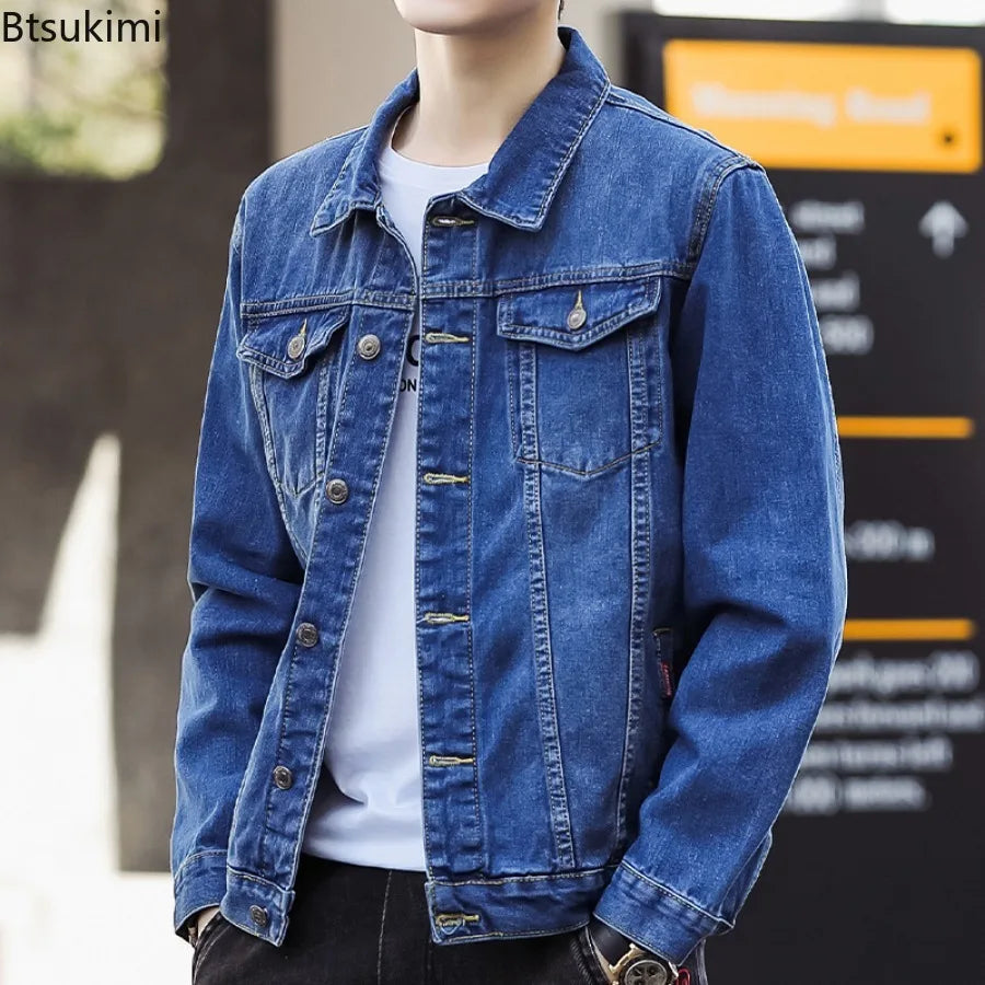 Denim Jackets Men's Fashion Casual Multi Pockets Cargo Jacket