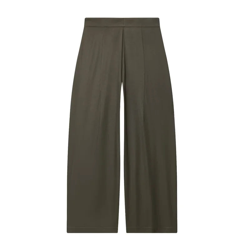Women's Long Pants Military Green Pleated Loose Wide-Leg Pants