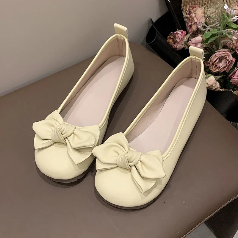 New Spring Women's Flats Bowknot, Comfortable Soft Sole Slip-on Loafers