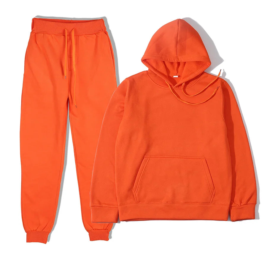 New Solid Color Hoodie+pants Two-piece set