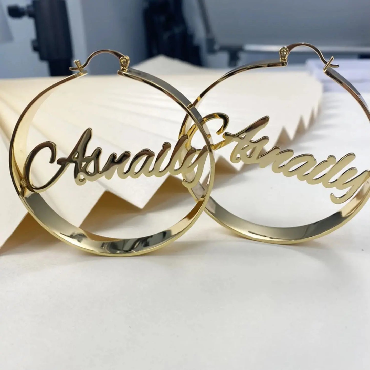 Hoop Welded Letter Earrings