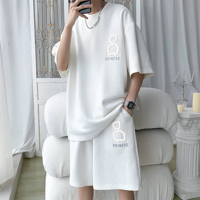 Casual Sportswear Set for Men Short Sleeve
