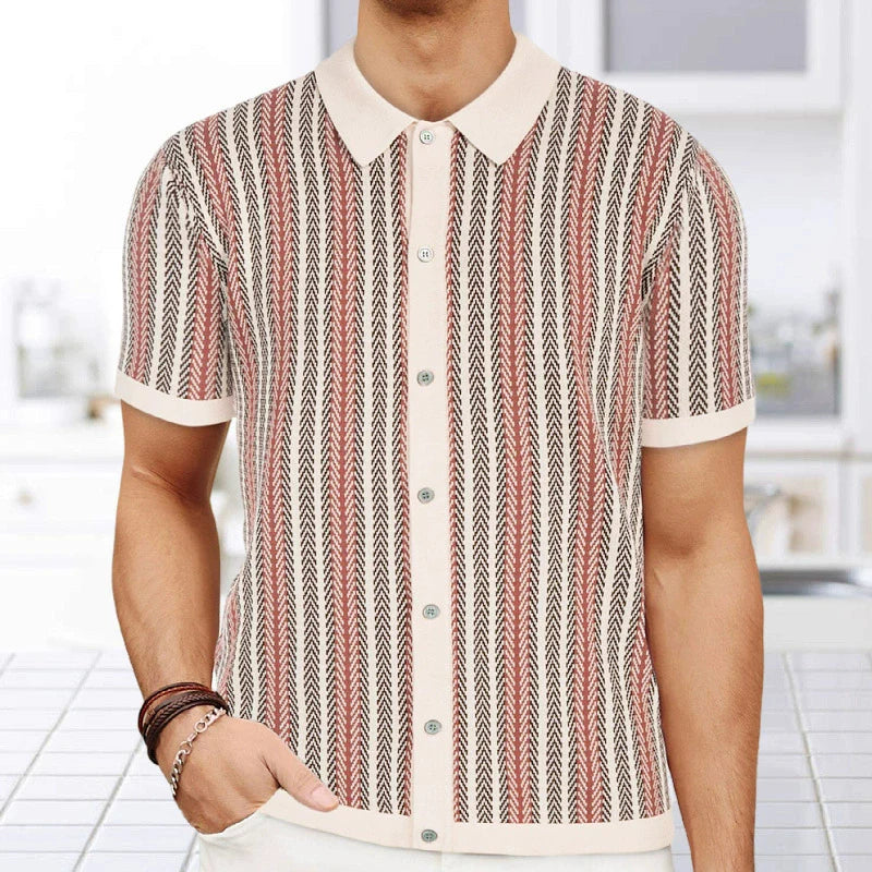 Jacquard Polo Shirts Man Knitwear Business Casual Summer  Viscose Elastic Silky Camisas