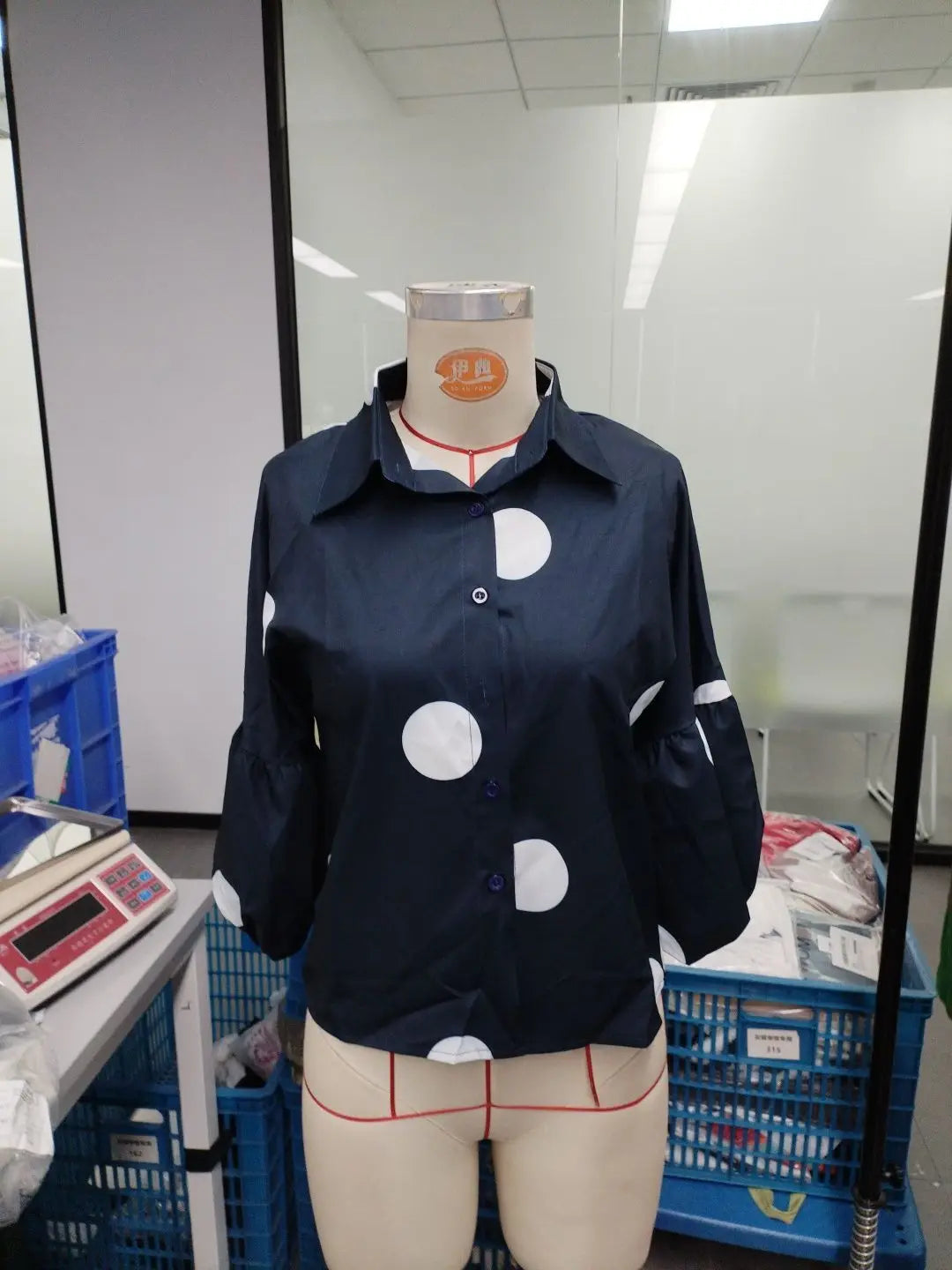Women's Blouse  Chiffon Polka