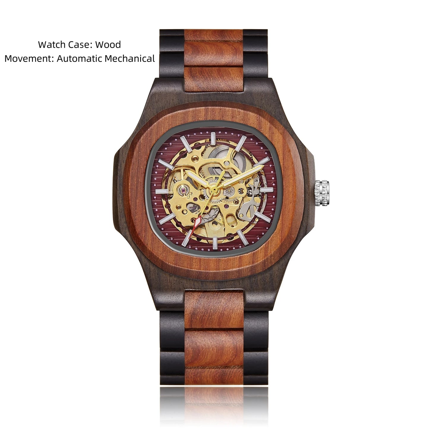 Luxury Automatic Watch For Men Mechanical Wristwatch Skeleton Stainless Steel