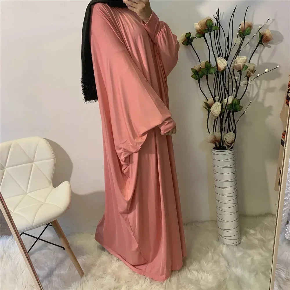 Women Abaya Khimar Prayer Garment Batwing Sleeve Dresses