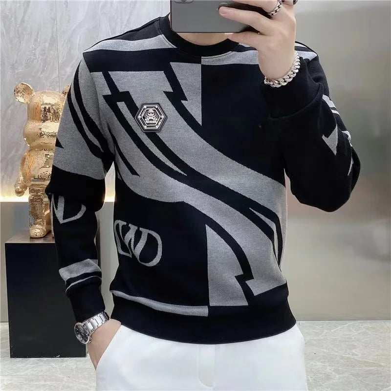Men Sweatshirt Round Neck Long Sleeve