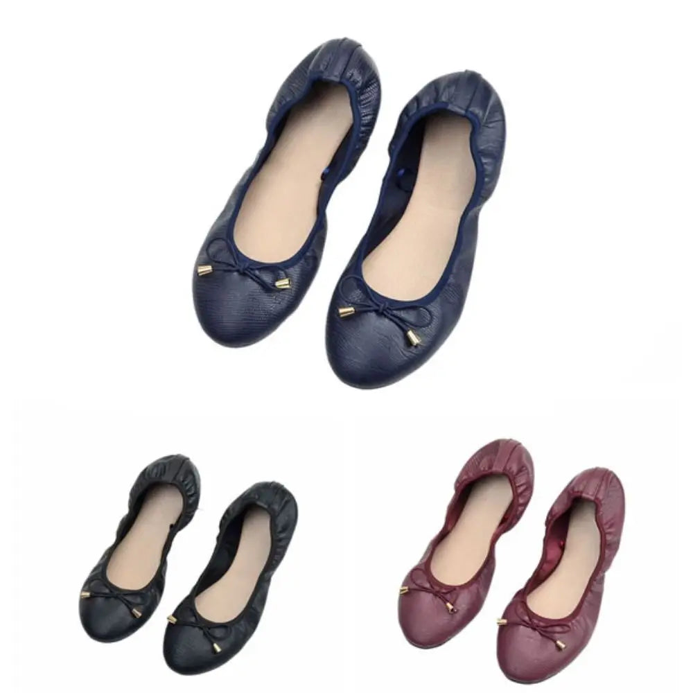 Fashion Shallow Mouth Ballet Shoes Bowknot Thread Ballet Flats