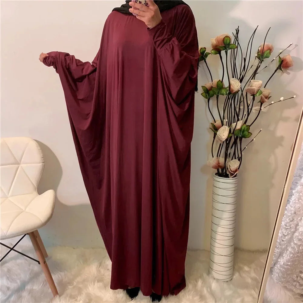 Women Abaya Khimar Prayer Garment Batwing Sleeve Dresses