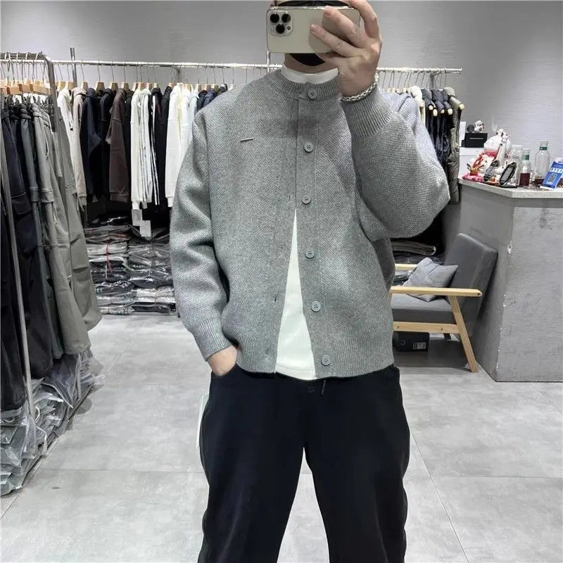 Men's Knitted Open Cardigan round Neck