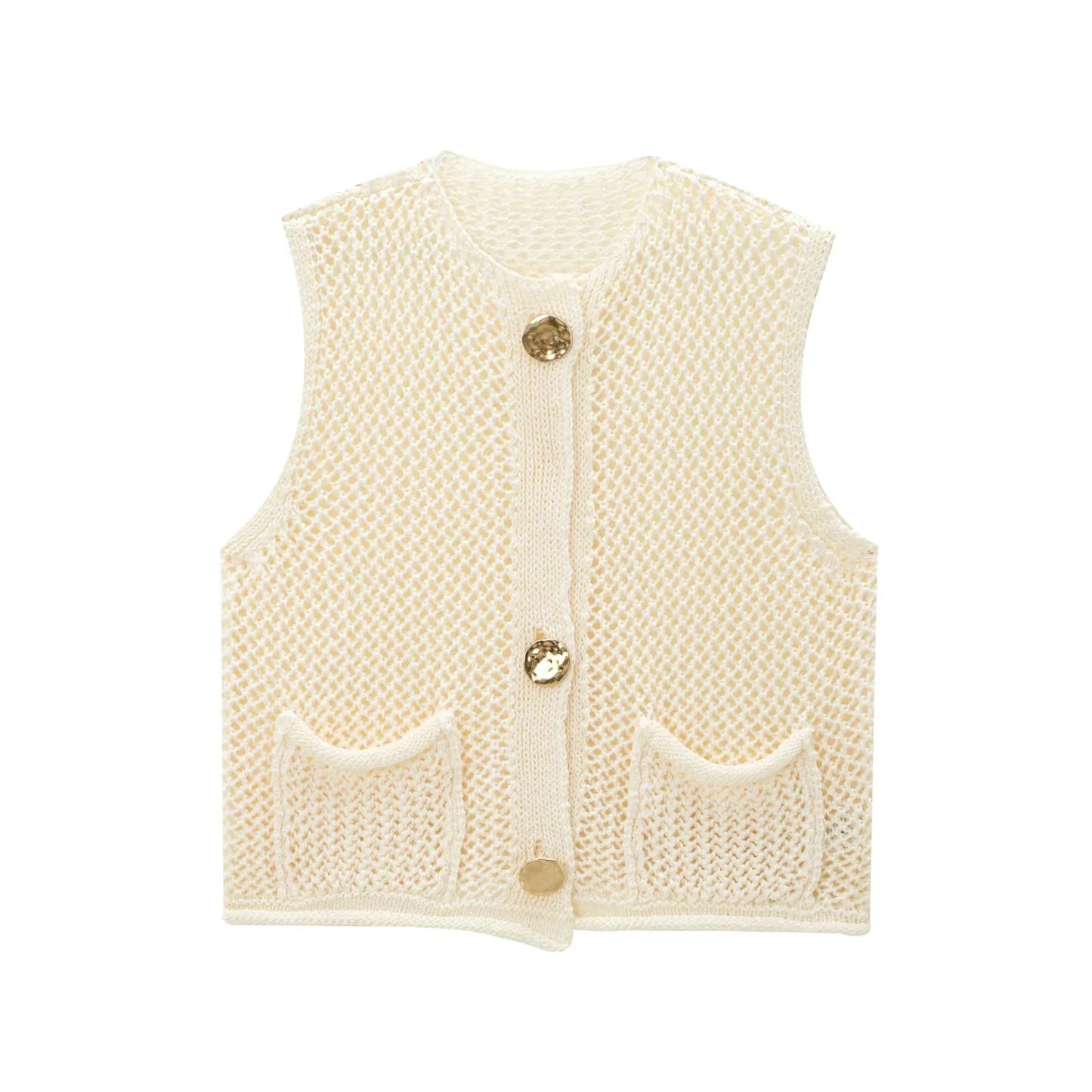 Women Fashion Sleeveless Coarse Needle Knitting Vest Sweater