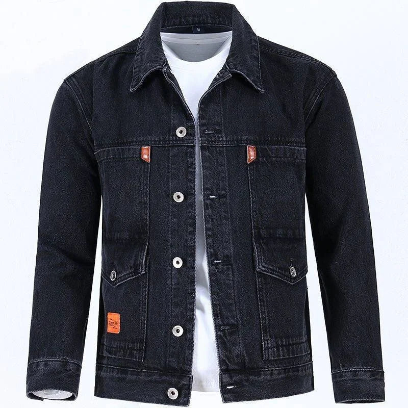 Men's Workwear Denim Jacket Versatile  Long Sleeve Button