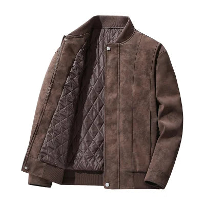 Mens Leather Jacket Suede Waterproof