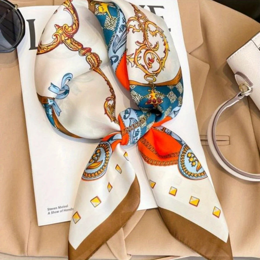 new silk satin square scarf, elegant women's accessories