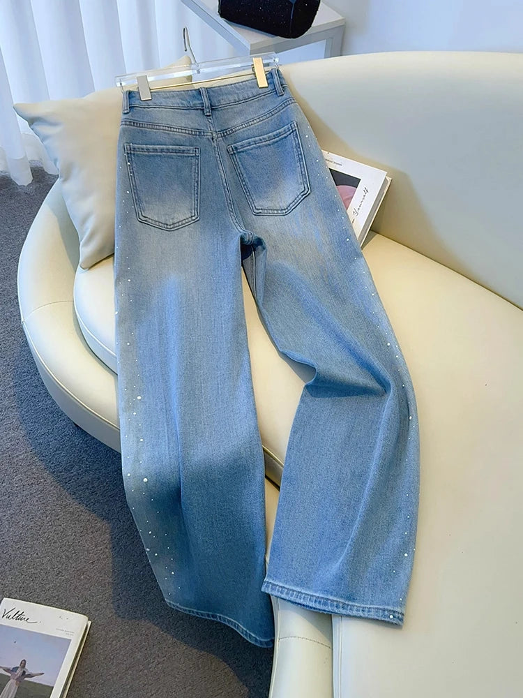 High Waist Straight Leg Jeans Women's Slim Fit  Denim