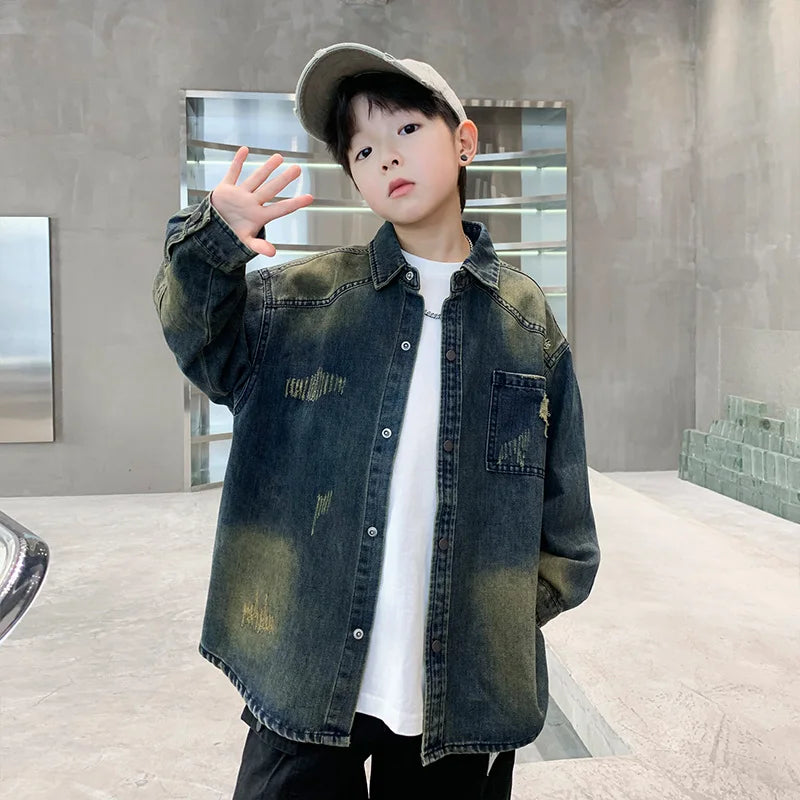 Children Denim Jacket for Kids Boys Fashion Spring Autumn Tops Coat with Pockets