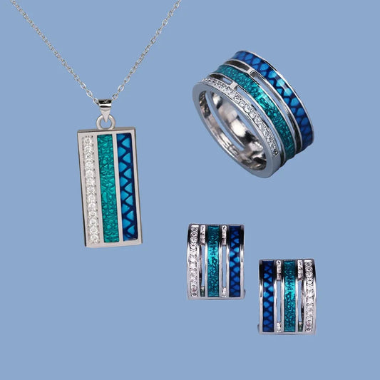 Micro Inlaid Zircon Simple Ring Necklace Earrings