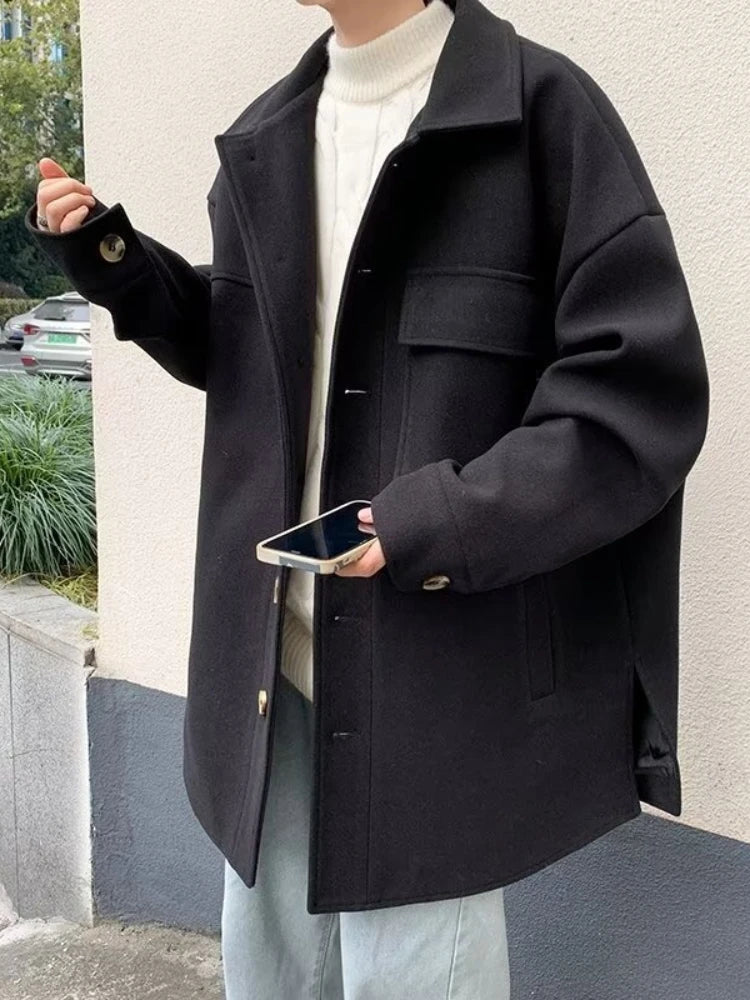 Men Mid Length Coat Wool