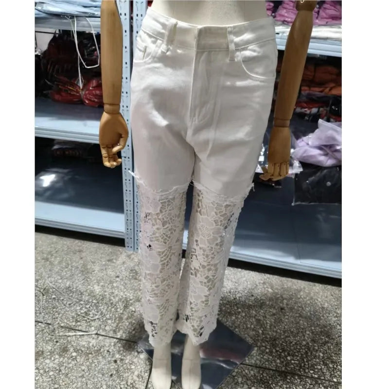 Jeans for Women High Waist Lace Patchwork