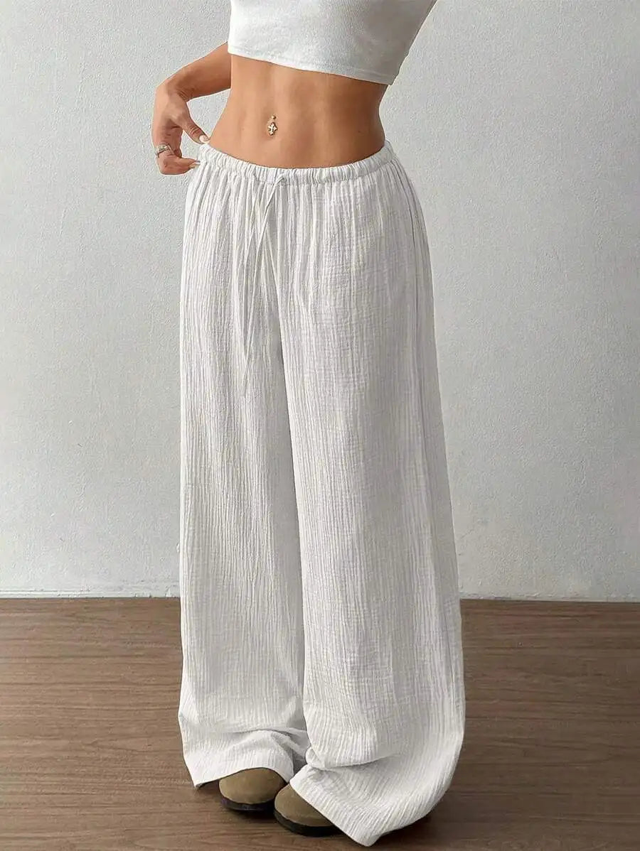 Womens Low Rise Palazzo Pants Casual Straight Long Pants