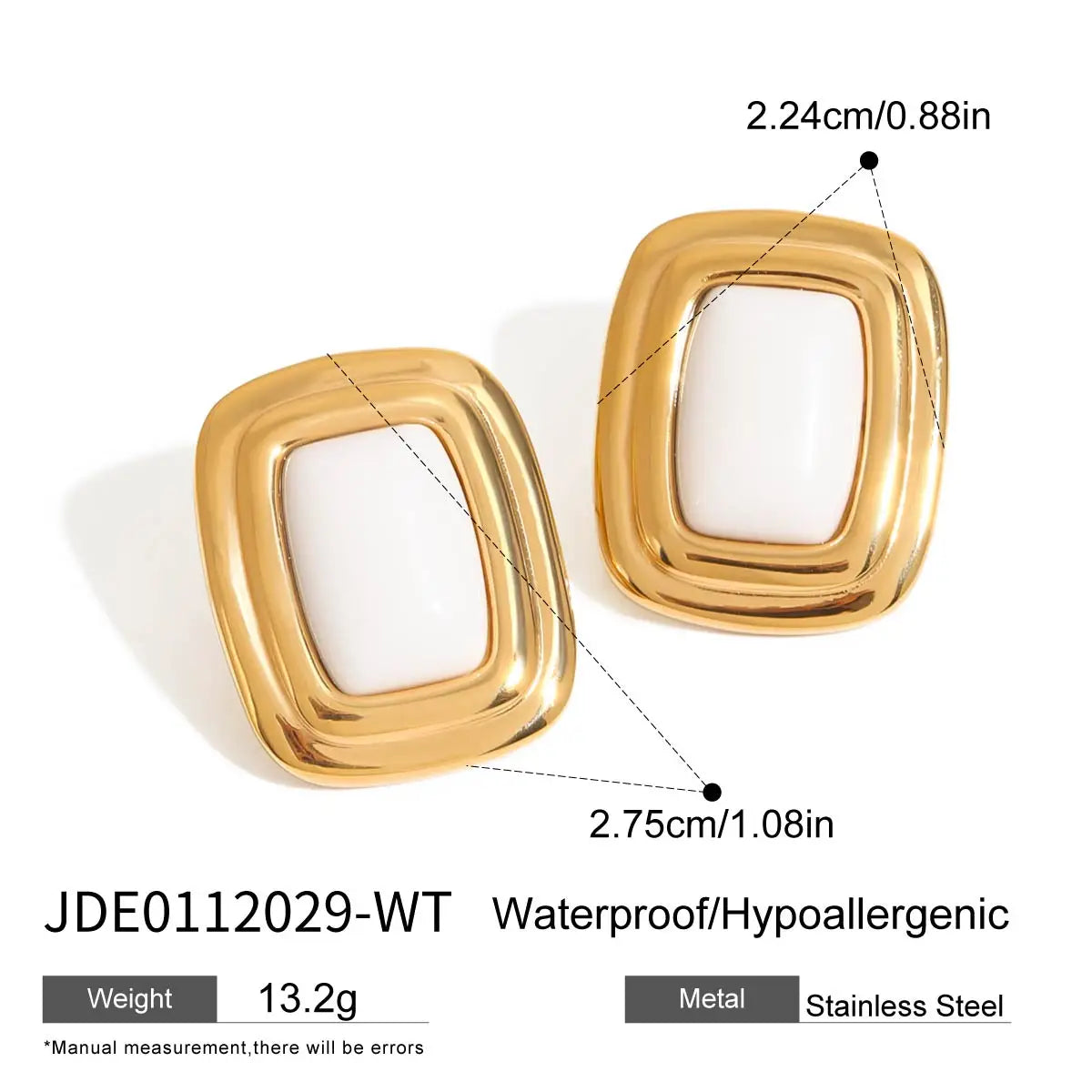 Large Stud Earrings Stainless Steel  Stone Earrings