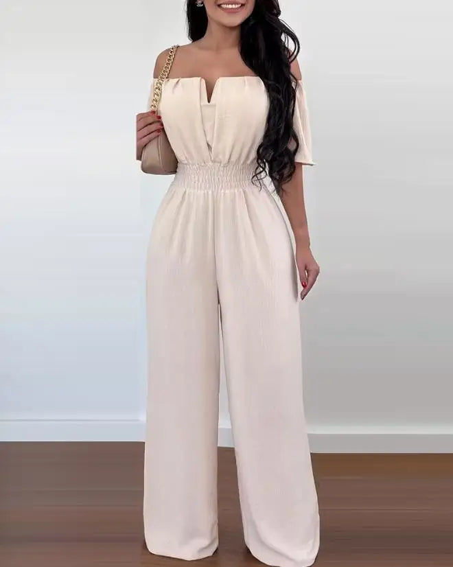 Jumpsuits for Women Casual Plain Short Sleeve