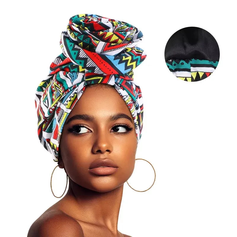 Woman African Satin Lined Turban Cap